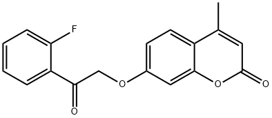 7-[2-(2-fluorophenyl)-2-oxoethoxy]-4-methylchromen-2-one Struktur