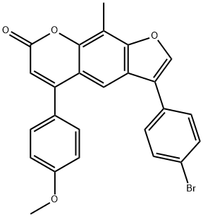 3-(4-bromophenyl)-5-(4-methoxyphenyl)-9-methylfuro[3,2-g]chromen-7-one 化学構造式