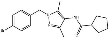 N-[1-[(4-bromophenyl)methyl]-3,5-dimethylpyrazol-4-yl]cyclopentanecarboxamide Structure