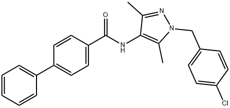 N-[1-[(4-chlorophenyl)methyl]-3,5-dimethylpyrazol-4-yl]-4-phenylbenzamide Structure