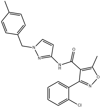 3-(2-chlorophenyl)-5-methyl-N-[1-[(4-methylphenyl)methyl]pyrazol-3-yl]-1,2-oxazole-4-carboxamide Structure