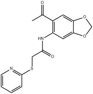 N-(6-acetyl-1,3-benzodioxol-5-yl)-2-pyridin-2-ylsulfanylacetamide 结构式