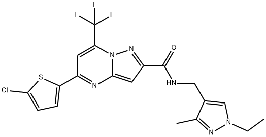 5-(5-chlorothiophen-2-yl)-N-[(1-ethyl-3-methylpyrazol-4-yl)methyl]-7-(trifluoromethyl)pyrazolo[1,5-a]pyrimidine-2-carboxamide Structure