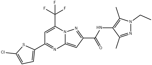 5-(5-chlorothiophen-2-yl)-N-(1-ethyl-3,5-dimethylpyrazol-4-yl)-7-(trifluoromethyl)pyrazolo[1,5-a]pyrimidine-2-carboxamide Structure