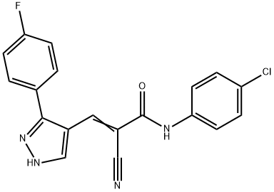 (E)-N-(4-chlorophenyl)-2-cyano-3-[5-(4-fluorophenyl)-1H-pyrazol-4-yl]prop-2-enamide Structure