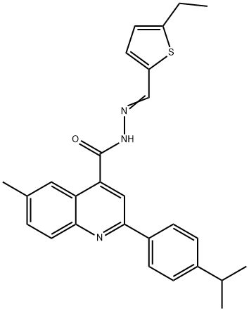 N-[(E)-(5-ethylthiophen-2-yl)methylideneamino]-6-methyl-2-(4-propan-2-ylphenyl)quinoline-4-carboxamide Structure