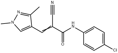 (E)-N-(4-chlorophenyl)-2-cyano-3-(1,3-dimethylpyrazol-4-yl)prop-2-enamide Struktur