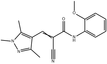 (E)-2-cyano-N-(2-methoxyphenyl)-3-(1,3,5-trimethylpyrazol-4-yl)prop-2-enamide Structure