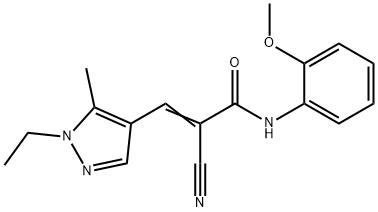 (E)-2-cyano-3-(1-ethyl-5-methylpyrazol-4-yl)-N-(2-methoxyphenyl)prop-2-enamide Struktur
