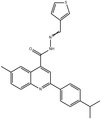 6-methyl-2-(4-propan-2-ylphenyl)-N-[(E)-thiophen-3-ylmethylideneamino]quinoline-4-carboxamide Structure