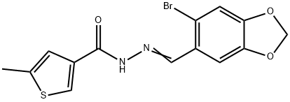 N-[(E)-(6-bromo-1,3-benzodioxol-5-yl)methylideneamino]-5-methylthiophene-3-carboxamide 结构式