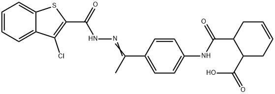 6-[[4-[(E)-N-[(3-chloro-1-benzothiophene-2-carbonyl)amino]-C-methylcarbonimidoyl]phenyl]carbamoyl]cyclohex-3-ene-1-carboxylic acid|