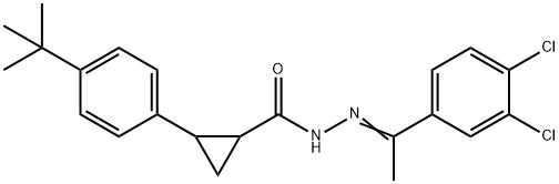 2-(4-tert-butylphenyl)-N-[(E)-1-(3,4-dichlorophenyl)ethylideneamino]cyclopropane-1-carboxamide 化学構造式