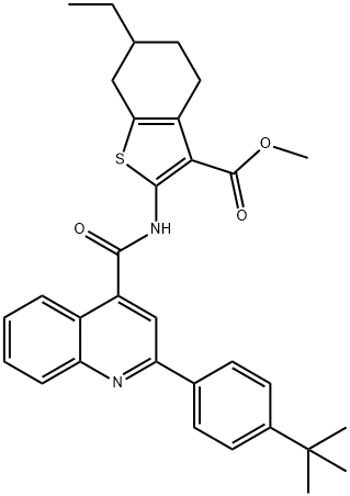 methyl 2-[[2-(4-tert-butylphenyl)quinoline-4-carbonyl]amino]-6-ethyl-4,5,6,7-tetrahydro-1-benzothiophene-3-carboxylate Structure