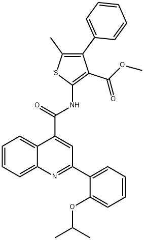 methyl 5-methyl-4-phenyl-2-[[2-(2-propan-2-yloxyphenyl)quinoline-4-carbonyl]amino]thiophene-3-carboxylate Structure