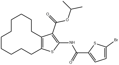 propan-2-yl 2-[(5-bromothiophene-2-carbonyl)amino]-4,5,6,7,8,9,10,11,12,13-decahydrocyclododeca[b]thiophene-3-carboxylate 化学構造式