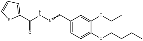 N-[(E)-(4-butoxy-3-ethoxyphenyl)methylideneamino]thiophene-2-carboxamide 化学構造式