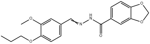 N-[(E)-(3-methoxy-4-propoxyphenyl)methylideneamino]-1,3-benzodioxole-5-carboxamide 化学構造式