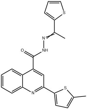 2-(5-methylthiophen-2-yl)-N-[(E)-1-thiophen-2-ylethylideneamino]quinoline-4-carboxamide 化学構造式
