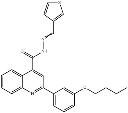 2-(3-butoxyphenyl)-N-[(E)-thiophen-3-ylmethylideneamino]quinoline-4-carboxamide 化学構造式