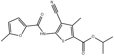 propan-2-yl 4-cyano-3-methyl-5-[(5-methylfuran-2-carbonyl)amino]thiophene-2-carboxylate Struktur