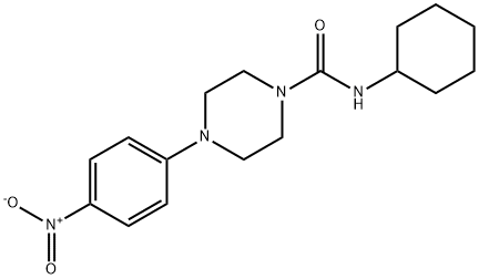 N-cyclohexyl-4-(4-nitrophenyl)piperazine-1-carboxamide 化学構造式