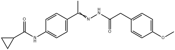 N-[4-[(Z)-N-[[2-(4-methoxyphenyl)acetyl]amino]-C-methylcarbonimidoyl]phenyl]cyclopropanecarboxamide 化学構造式