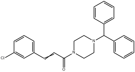 (E)-1-(4-benzhydrylpiperazin-1-yl)-3-(3-chlorophenyl)prop-2-en-1-one 结构式