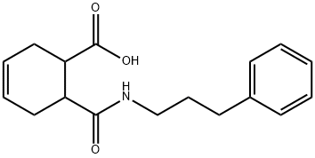 6-(3-phenylpropylcarbamoyl)cyclohex-3-ene-1-carboxylic acid 化学構造式