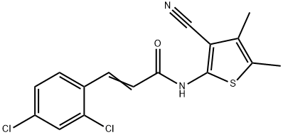 (E)-N-(3-cyano-4,5-dimethylthiophen-2-yl)-3-(2,4-dichlorophenyl)prop-2-enamide,544688-12-2,结构式
