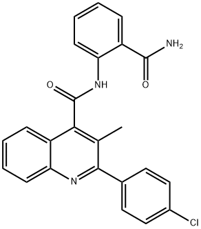 N-(2-carbamoylphenyl)-2-(4-chlorophenyl)-3-methylquinoline-4-carboxamide 化学構造式
