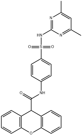 N-[4-[(4,6-dimethylpyrimidin-2-yl)sulfamoyl]phenyl]-9H-xanthene-9-carboxamide 化学構造式