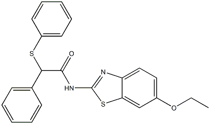 N-(6-ethoxy-1,3-benzothiazol-2-yl)-2-phenyl-2-phenylsulfanylacetamide 化学構造式