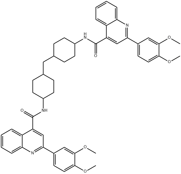 2-(3,4-dimethoxyphenyl)-N-[4-[[4-[[2-(3,4-dimethoxyphenyl)quinoline-4-carbonyl]amino]cyclohexyl]methyl]cyclohexyl]quinoline-4-carboxamide Structure