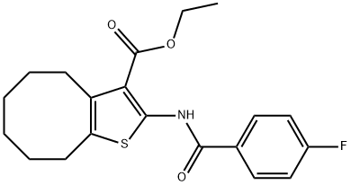 ethyl 2-[(4-fluorobenzoyl)amino]-4,5,6,7,8,9-hexahydrocycloocta[b]thiophene-3-carboxylate 化学構造式