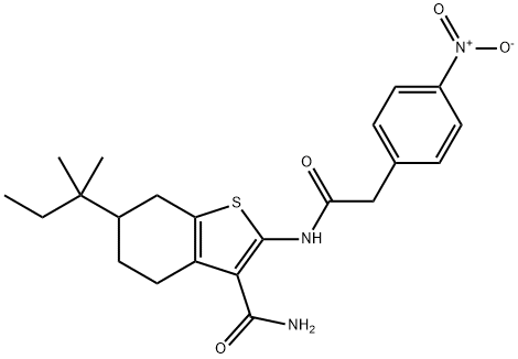 6-(2-methylbutan-2-yl)-2-[[2-(4-nitrophenyl)acetyl]amino]-4,5,6,7-tetrahydro-1-benzothiophene-3-carboxamide Structure