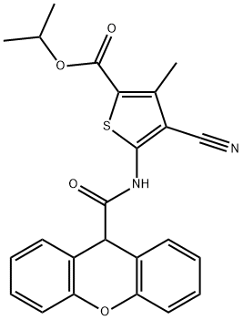 propan-2-yl 4-cyano-3-methyl-5-(9H-xanthene-9-carbonylamino)thiophene-2-carboxylate Structure