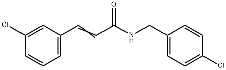 (E)-3-(3-chlorophenyl)-N-[(4-chlorophenyl)methyl]prop-2-enamide 化学構造式