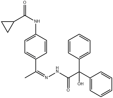 N-[4-[(Z)-N-[(2-hydroxy-2,2-diphenylacetyl)amino]-C-methylcarbonimidoyl]phenyl]cyclopropanecarboxamide Struktur