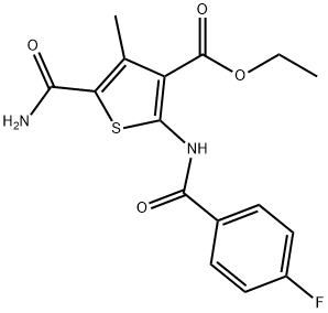 ethyl 5-carbamoyl-2-[(4-fluorobenzoyl)amino]-4-methylthiophene-3-carboxylate 结构式