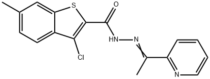 3-chloro-6-methyl-N-[(E)-1-pyridin-2-ylethylideneamino]-1-benzothiophene-2-carboxamide Structure