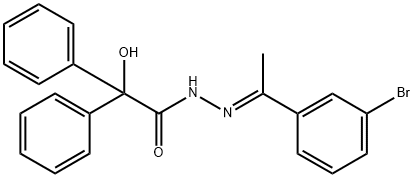 N-[(E)-1-(3-bromophenyl)ethylideneamino]-2-hydroxy-2,2-diphenylacetamide 化学構造式