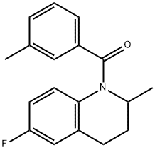 (6-fluoro-2-methyl-3,4-dihydro-2H-quinolin-1-yl)-(3-methylphenyl)methanone Structure