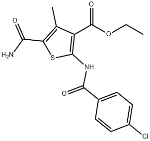 ethyl 5-carbamoyl-2-[(4-chlorobenzoyl)amino]-4-methylthiophene-3-carboxylate,550354-53-5,结构式