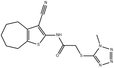 N-(3-cyano-5,6,7,8-tetrahydro-4H-cyclohepta[b]thiophen-2-yl)-2-(1-methyltetrazol-5-yl)sulfanylacetamide Struktur