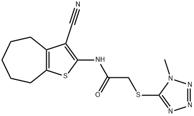 N-(3-cyano-5,6,7,8-tetrahydro-4H-cyclohepta[b]thiophen-2-yl)-2-(1-methyltetrazol-5-yl)sulfanylacetamide,556023-16-6,结构式