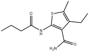 2-(butanoylamino)-4-ethyl-5-methylthiophene-3-carboxamide Structure