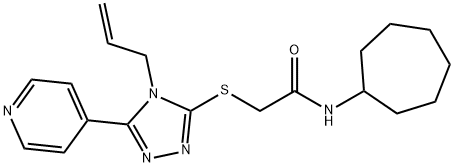 N-cycloheptyl-2-[(4-prop-2-enyl-5-pyridin-4-yl-1,2,4-triazol-3-yl)sulfanyl]acetamide Structure