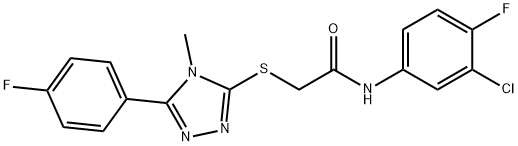 N-(3-chloro-4-fluorophenyl)-2-[[5-(4-fluorophenyl)-4-methyl-1,2,4-triazol-3-yl]sulfanyl]acetamide 结构式