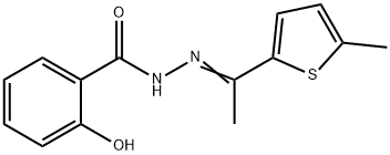 2-hydroxy-N-[(Z)-1-(5-methylthiophen-2-yl)ethylideneamino]benzamide Struktur
